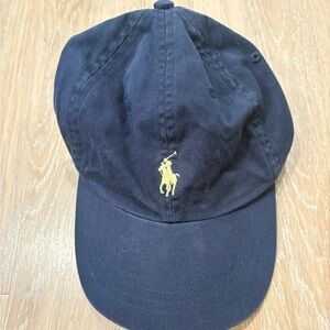 Ralph Lauren Navy Baseball Cap with Yellow Polo Logo